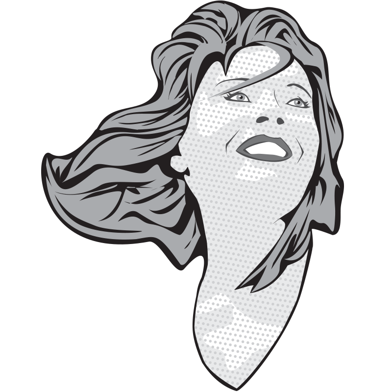 Grayscale vector Illustration of a female as comic book pop art
